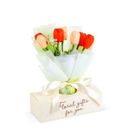 Decor cu plante artificiale - lalele - 24,5 x 11,5 x 40 cm