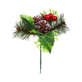 Decor de Crăciun - con, și fructe de pădure roșii - 8 x 20 cm