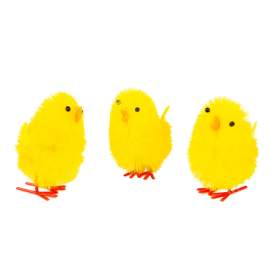 Decor de Paște - set pui - galben - 6,7 x 5 cm - 3 buc/pachet