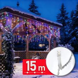 Decor Luminos Crăciun - Șir Lumini LED - 15 m - 600 LED - 220-240 V - 6 W - Cablu Transparent
