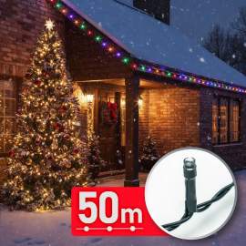 Decor Luminos Crăciun - Șir Lumini LED - 50 m - Multicolor - 1000 LED - 220-240V - 9W - Cablu Verde