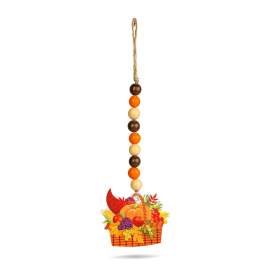 Decorațiune de toamnă – coș al abundenței – din lemn – agățat – 29 x 9 cm