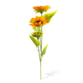 Decorațiune de toamnă – floare de floarea-soarelui, citrin, 3 flori, 90 cm
