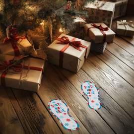 Decorațiune festivă – autocolant „A fost aici Moșul” – 25 x 10 cm – set 2 bucăți