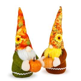 Figurină decorativă de toamnă – Moș cu dovleac – 35 cm – 2 modele