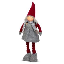 Figurină spiriduș textilă de Crăciun - picior telescopic - 40 - 60 cm