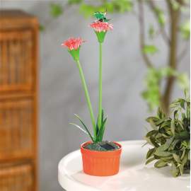 Floare colorată solară - 8 x 8 x 32 cm - 10 LED-uri alb cald - rosu
