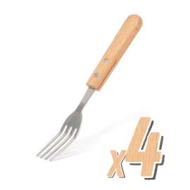 Furculiță grătar - 4 buc - cu mâner din lemn