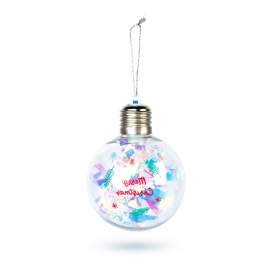 Glob de Crăciun cu LED RGB – transparent – plastic – 8 cm – pe baterii LR44