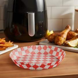 Hârtie de Coacere pentru Air Fryer - Cu Model în Carouri, Rotundă, 20 cm - 50 Bucăți/Pachet