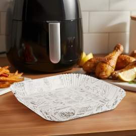 Hârtie de Coacere pentru Air Fryer - Cu Model, Pătrată, 23 x 26 cm - 50 Bucăți/Pachet