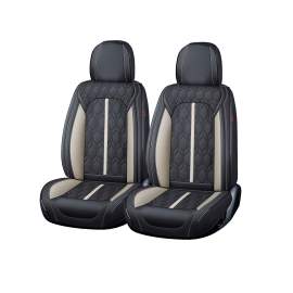 Huse auto premium 5 locuri Carguard Deluxe piele ecologică perforată - negru - alb