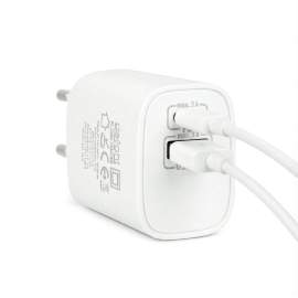 Încărcător Rapid Universal cu USB-A (QC 3.0) și USB-C PD 20W - Alb