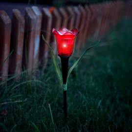 Lampă solară lalea LED - galben / roșu / roz - 31 cm