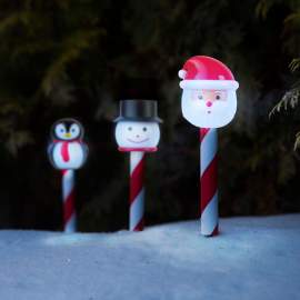 Lampă solară de Crăciun – LED alb rece – modele Moș Crăciun, om de zăpadă, pinguin – 36,5 x 6 x 6 cm