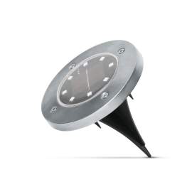 Lampă solară LED cu țăruș – rotundă, alb neutru, Ø12 cm