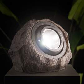 Lampă solară LED de exterior – formă de piatră – albă – 20 x 12 x 16 cm