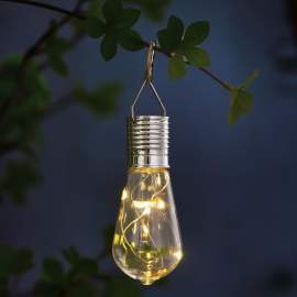 Lampă solară suspendabilă  cu clemă 4 LED-uri alb cald - 4,7 x 11 cm