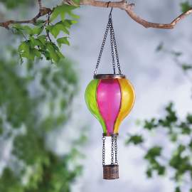 Lampă solară suspendabilă - balon cu aer cald - efect de flacără - 12 LED galbene - 11 x 11 x 37 cm