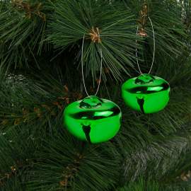 Ornament de Crăciun - clopoței - metal, 20 mm - verzi - 9 piese / pachet