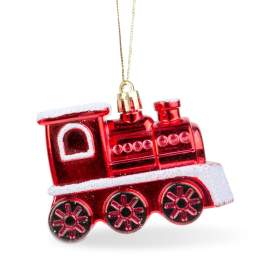 Ornament pentru brad - locomotivă lucioasă - 8 x 6 x 3 cm
