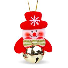Ornament pentru brad - Om de zapadă cu clopot - 11 x 10 cm