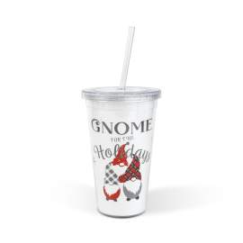 Pahar decorativ cu pai și capac – model spiriduș – 473 ml, din plastic