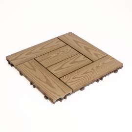 Plăci paviment 6 lamele - 30 x 30 cm - maro deschis, model lemn - 11 buc/pachet