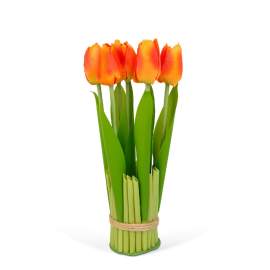 Plantă artificială decorativă - Lalea portocalie - 26 x 6,5 cm
