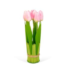 Plantă artificială decorativă - Lalea roz - 26 x 6,5 cm