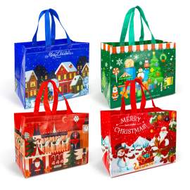 Pungă decorativă pentru cadouri – 31 x 25 x 17 cm – 4 modele – material textil nețesut