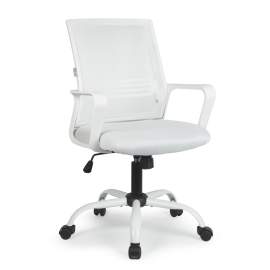 Scaun de birou ergonomic cu brațe fixe, alb, 70 x 51 / 52 x 50 cm