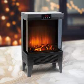 Șemineu electric - 1000/2000 W Bewello - încălzitor radiant + LED - 37 x 22 x 56 cm