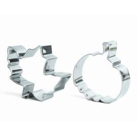 Set 2 forme metalice pentru prăjituri – frunză și dovleac – 8 cm