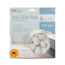 Set 4 stickere antiderapante baie – model piatră naturală – Ø 19 cm – gri