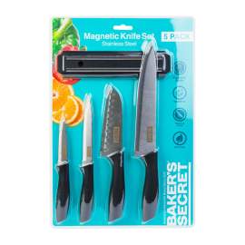 Set 5 piese  cuțite + consolă magnetică de bucătărie Baker's Secret