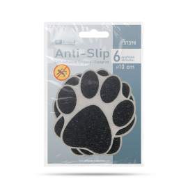 Set 6 stickere antiderapante pentru cadă/duș – model lăbuțe – 10 cm – negru/alb