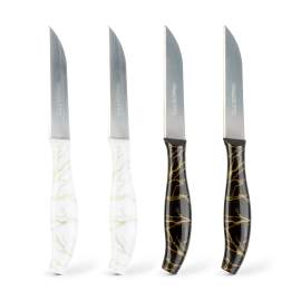 Set cutite de bucatarie, 4 bucati, 15 cm, inox/plastic, negru/alb