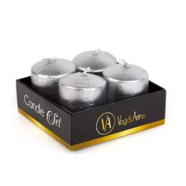 Set de lumânări – argintiu, fără parfum – 4 x 45 g