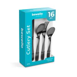 Set tacamuri - negru mat - 16 bucati