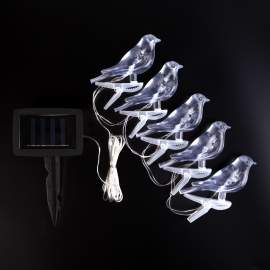 Șir de lumină solară - păsări, clip-on - 80 cm - 5 culori, LED RGB