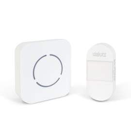 Sonerie wireless Kinetic fără baterii – 1 buton + 1 receptor – Alb cu LED albastru