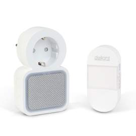 Sonerie fără fir Kinetic (fără baterii) – cu priză 220V integrată – Alb LED albastru