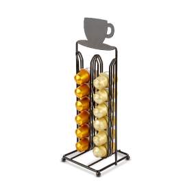 Suport metalic pentru capsule de cafea – 28 capsule Nespresso – 125 x 115 x 340 mm – negru mat