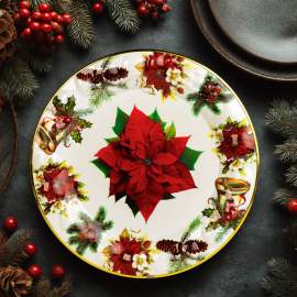Tavă decorativă din plastic – model floare de poinsettia – 37,5 cm
