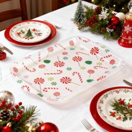 Tăviță decorativă – plastic – 34 x 23 cm – model bastonașe dulci