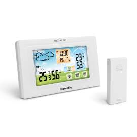 Termometru digital și ceas cu alarmă - exterior / interior - USB, baterie - alb