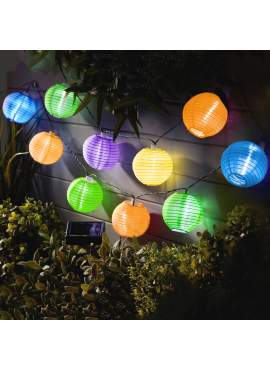 Garden of Eden - șir de 10 lampioane solare LED diferite culori, alb rece 3,7 m