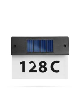 Garden of Eden - Număr de casă solar, cu LED alb rece plexiglas transparent 18 x 20 cm