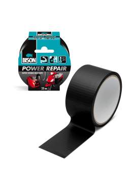 Bandă adezivă întărită cu material BISON Power Repair - neagră - 10 m